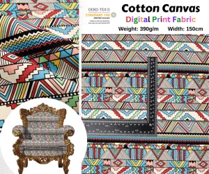 100% Cotton Half Panama Printed Fabric / Canvas printed Fabric / Ethnic Missoni  Digital Print  Fabric