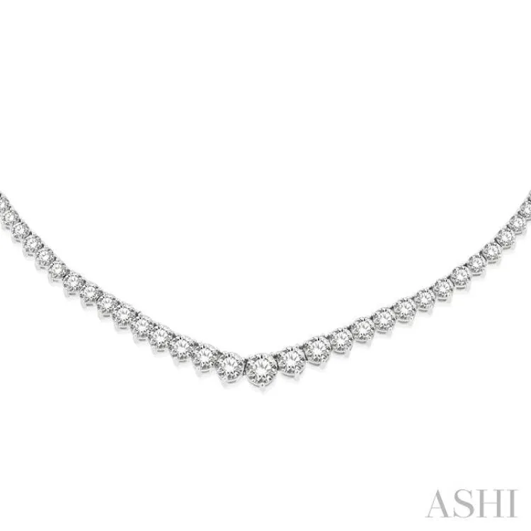 15 ctw Riviera Round Cut Diamond Necklace in 14K White Gold