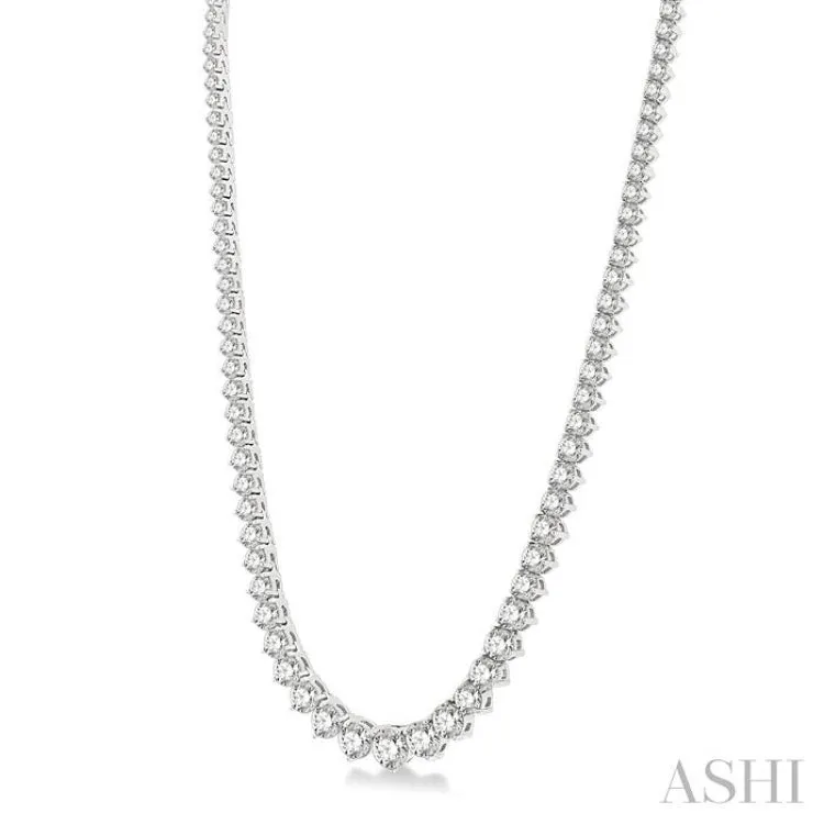 15 ctw Riviera Round Cut Diamond Necklace in 14K White Gold