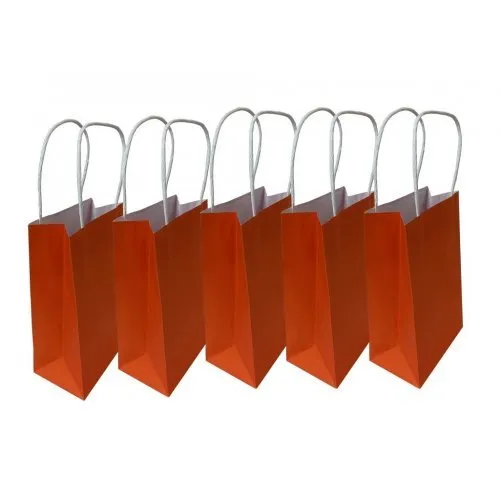 5pk Orange Paper Party Gift Bags