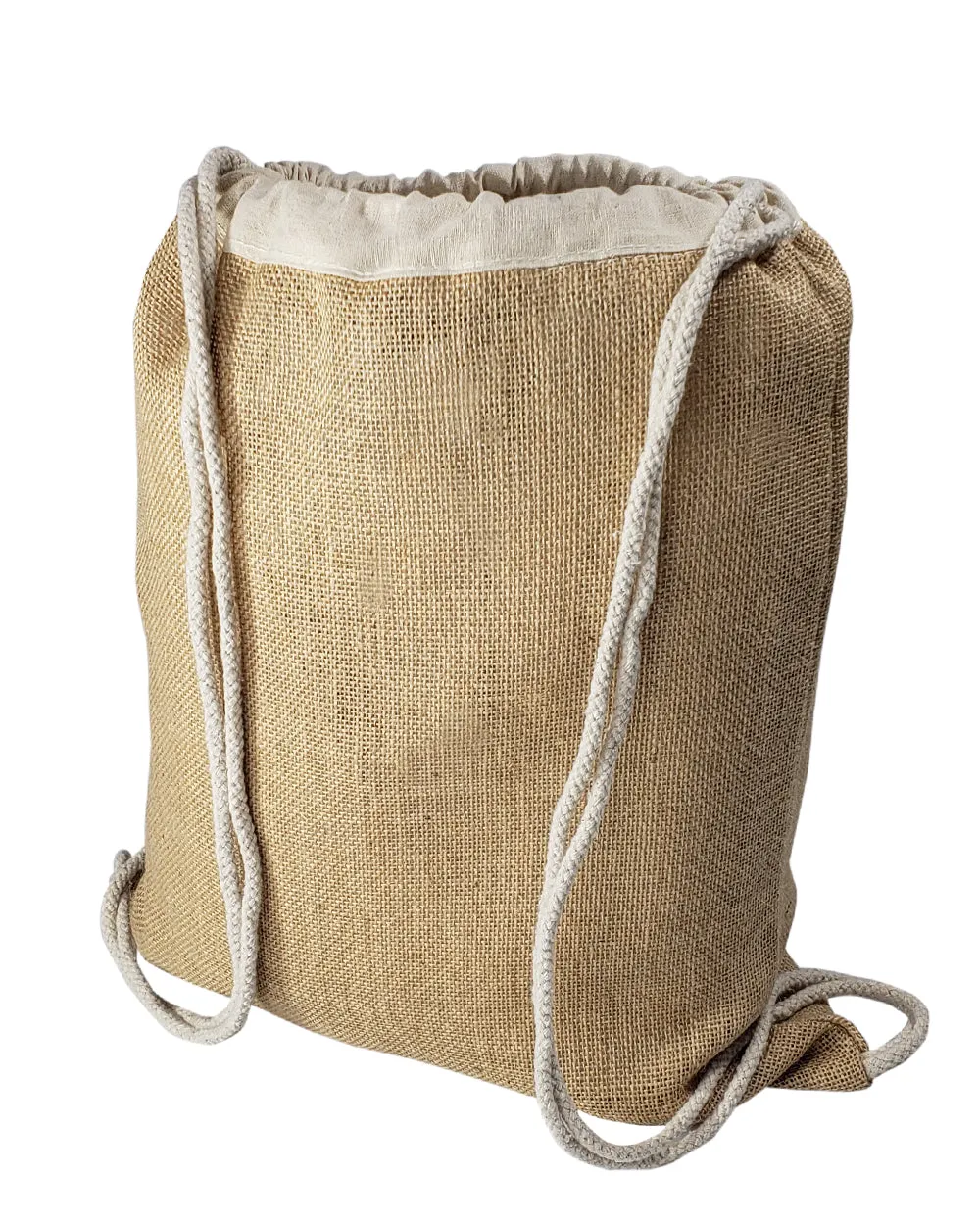 6 ct Jute Drawstring Bags / Natural Burlap Backpacks - By Bundle