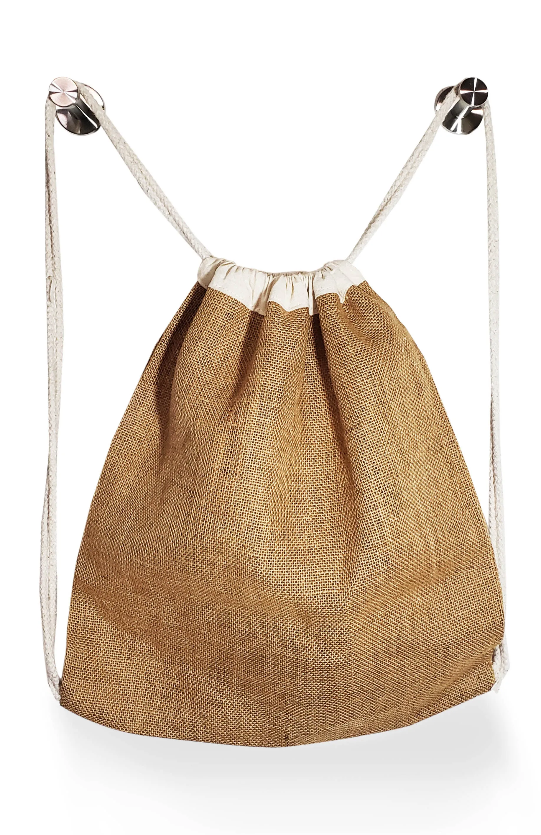 6 ct Jute Drawstring Bags / Natural Burlap Backpacks - By Bundle