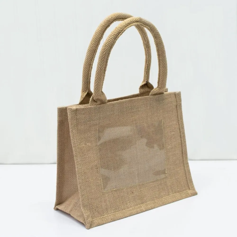 6 ct Rustic Wedding Favor Burlap Bags / Promotional Jute Totes - By Bundle