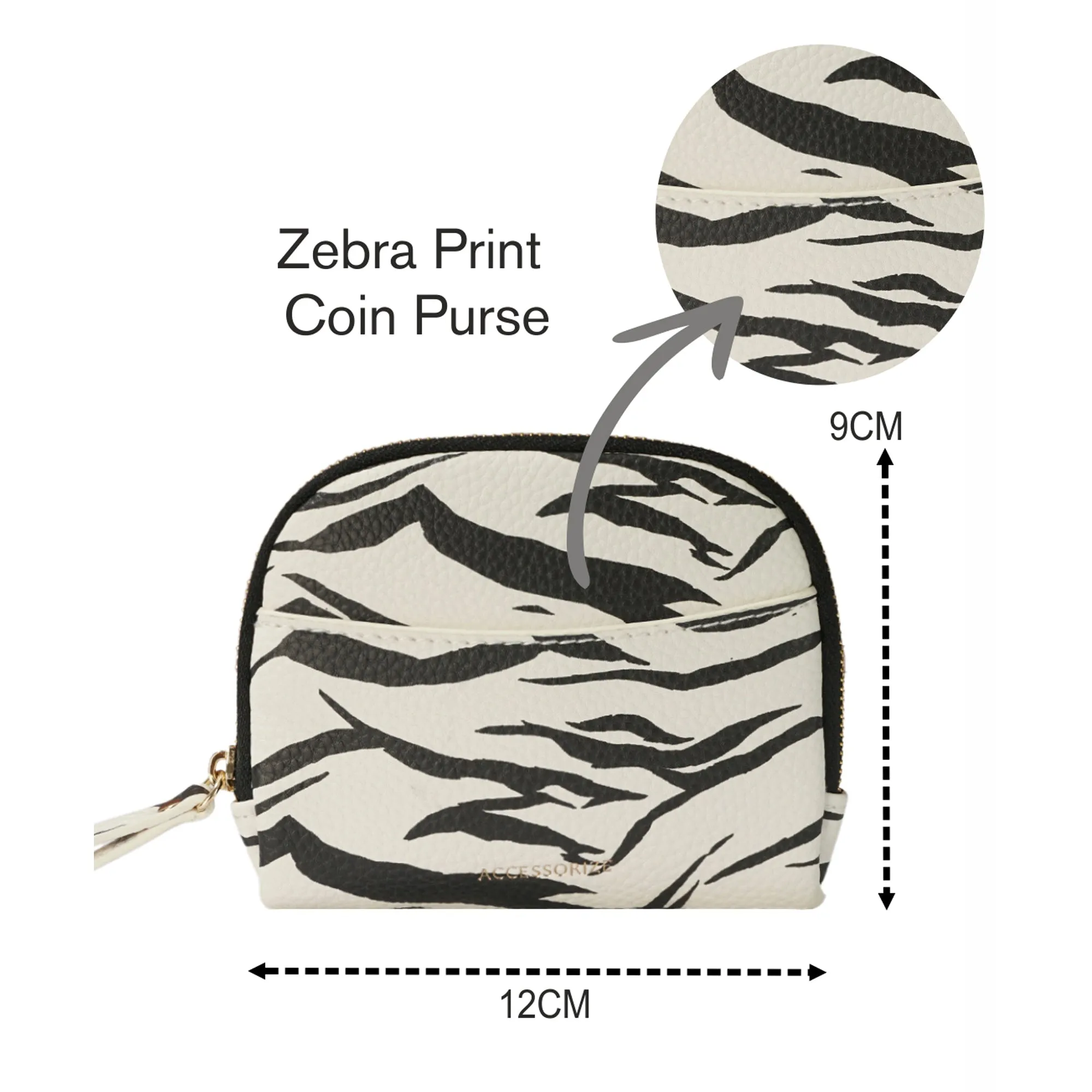 Accessorize London Women's White Zebra Print Coin Purse