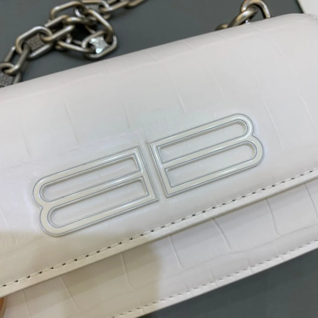 Balen Gossip Small On Chain Shoulder Bag White, For Women,  Bags 7.4in/19cm