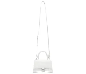 Balenciaga Hourglass Crocodile Embossed Top Handle Bag Xs White