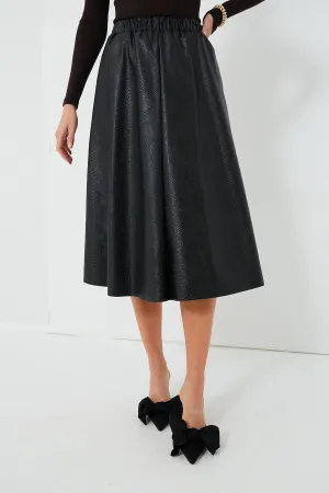 Black Vilma Vegan Leather Embossed Skirt