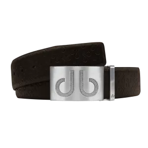 Brown Db Icon Pattern Embossed Leather Belt With Silver Druh Db Classic Buckle