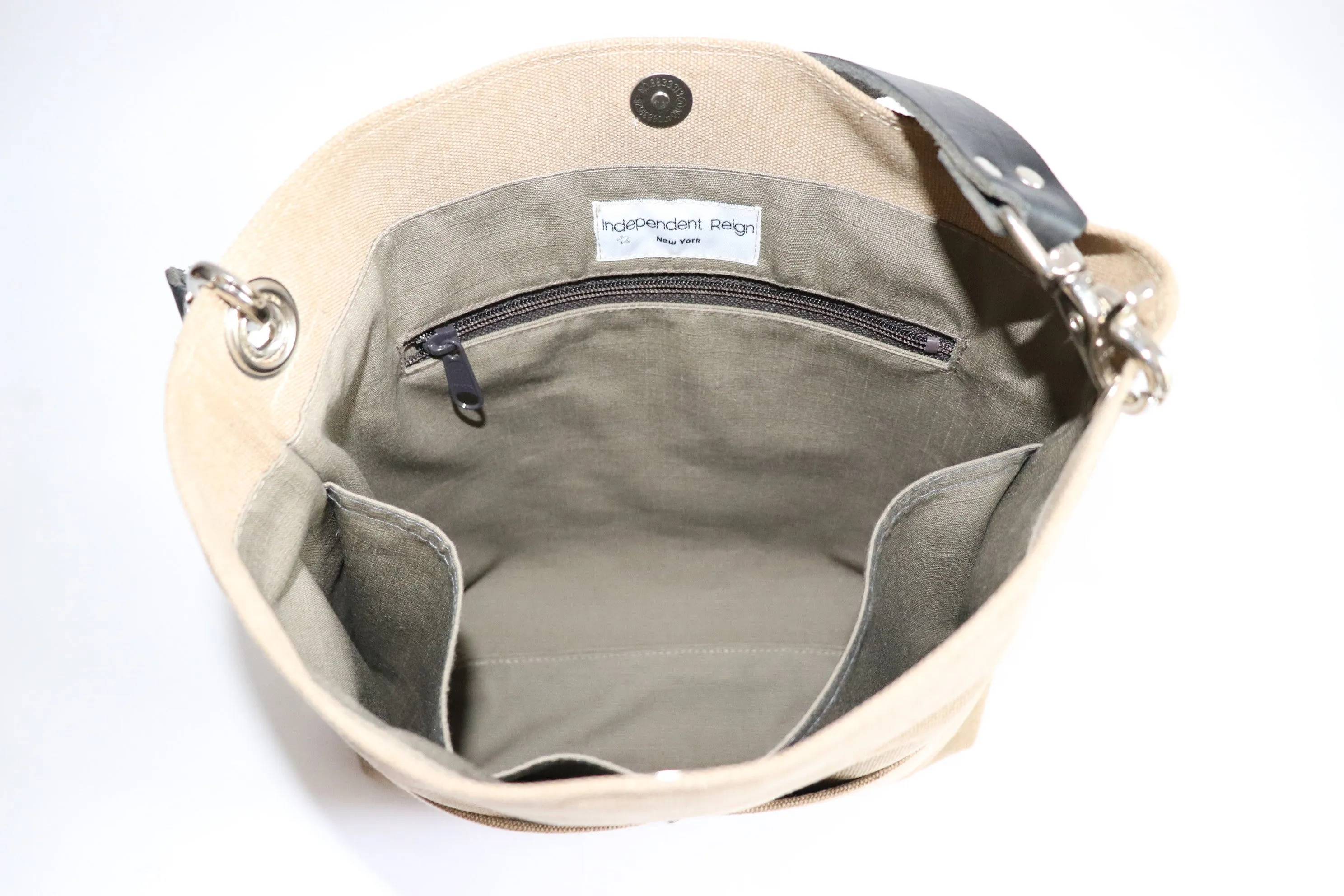 Canvas Hobo Bag, Bucket Bag in Khaki, Medium Size Tote Bag