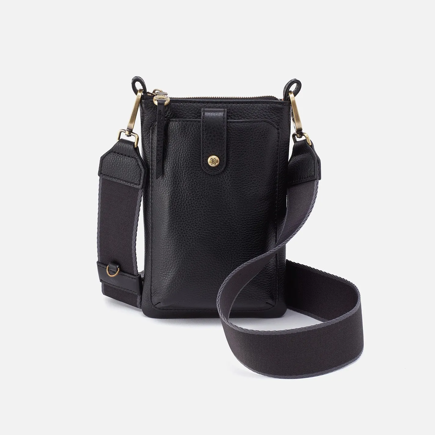 Cass Phone Crossbody In Pebbled Leather - Black