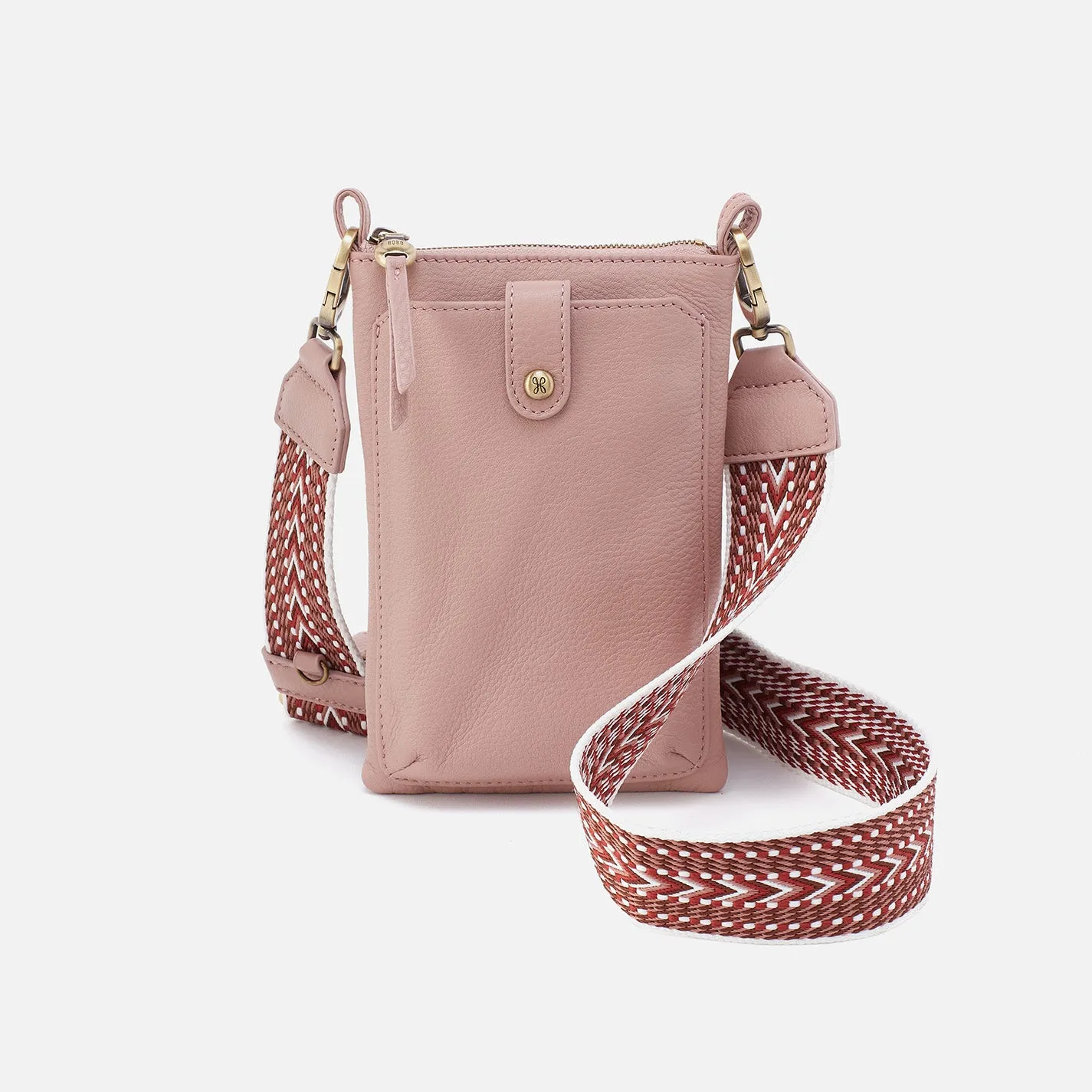 Cass Phone Crossbody In Pebbled Leather - Blush