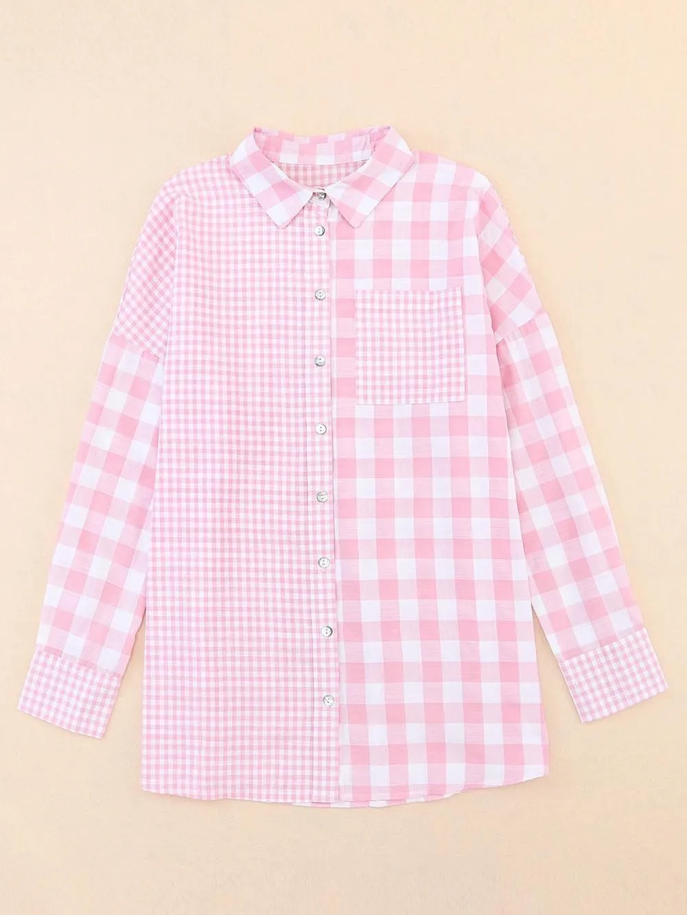 Casual Pink Gingham Top