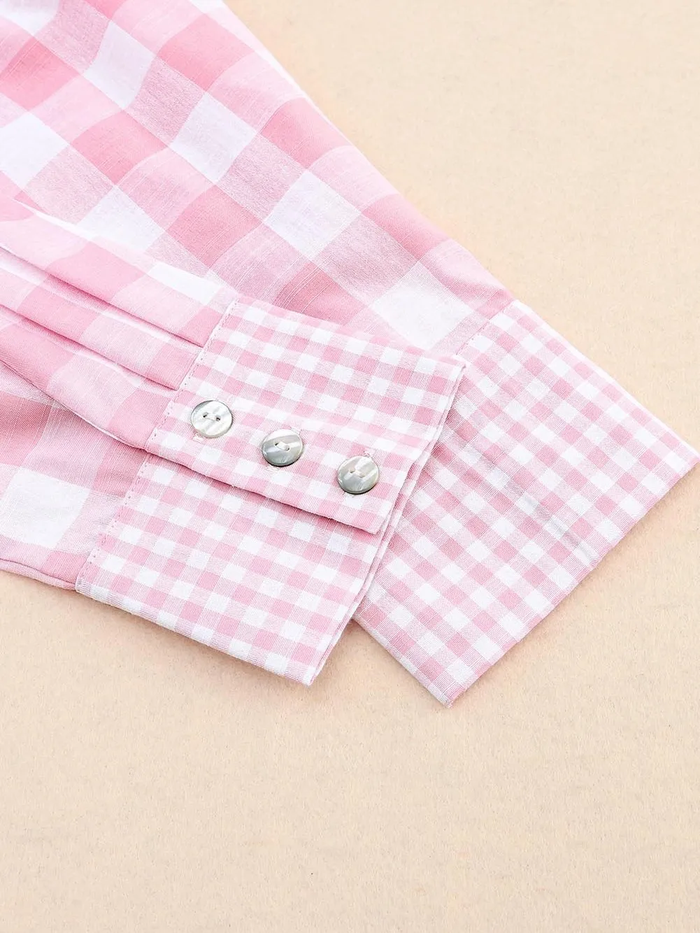 Casual Pink Gingham Top