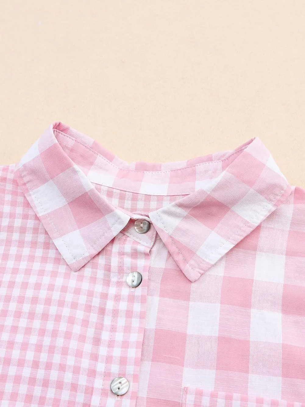 Casual Pink Gingham Top