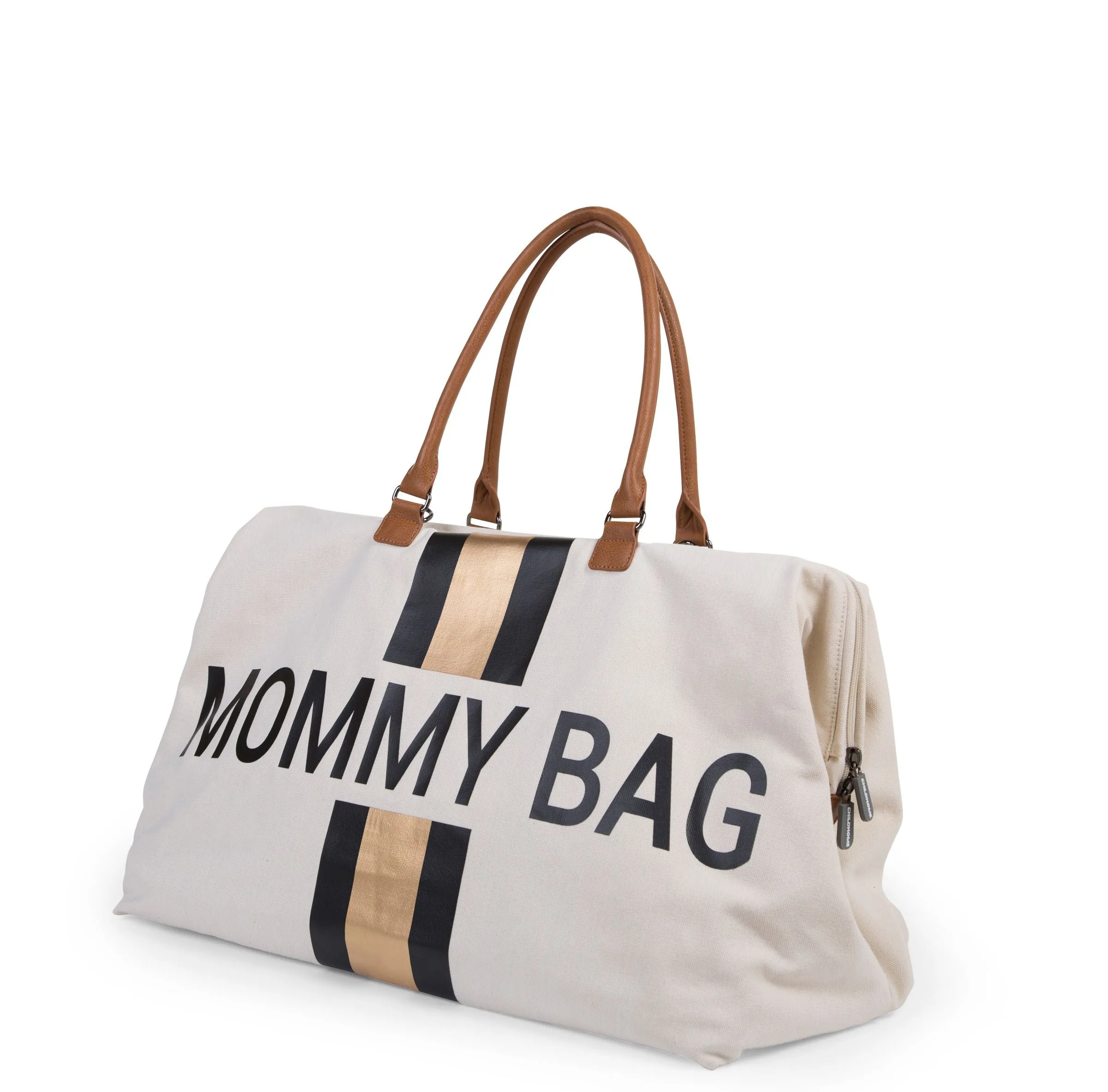 Childhome Mommy Bag Nursery Bag - Off White with Black/Gold Stripes