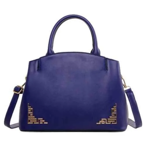 Chinese Style Metal and Solid Color Design Tote Bag For Women - Blue