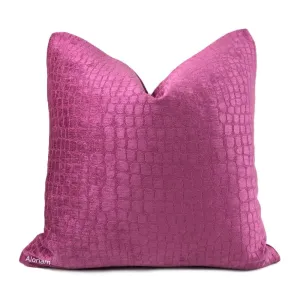 (CLEARANCE) Fuchsia Pink Crocodile Alligator Faux Reptile Pattern Pillow Cover