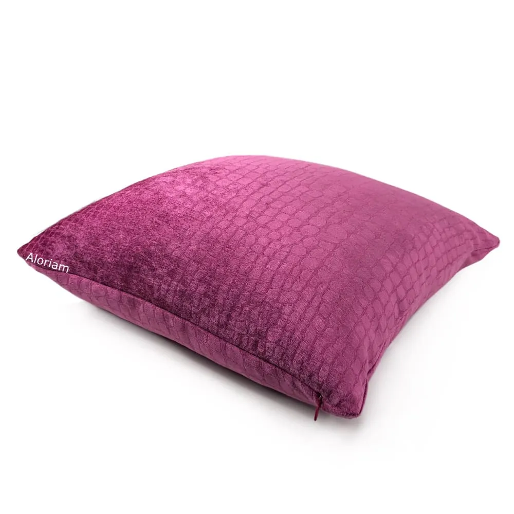 (CLEARANCE) Fuchsia Pink Crocodile Alligator Faux Reptile Pattern Pillow Cover