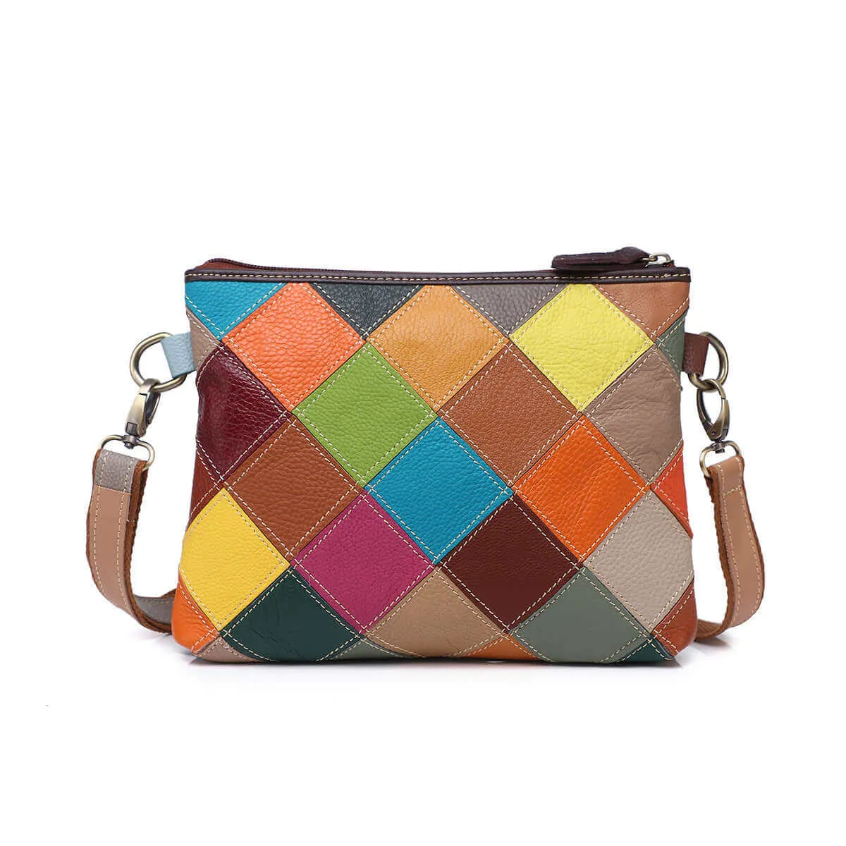 Colorful Butterfly Patchwork Leather Crossbody Bag - Clutch Bag