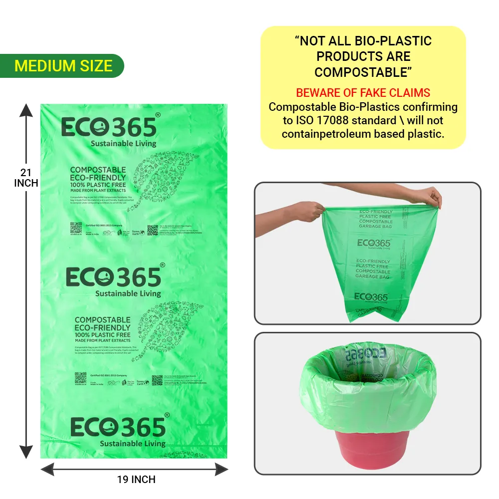 Compostable Garbage Bag, 19" x 21" - Medium Size Pack of 4 (30pcs in 1Bundle)