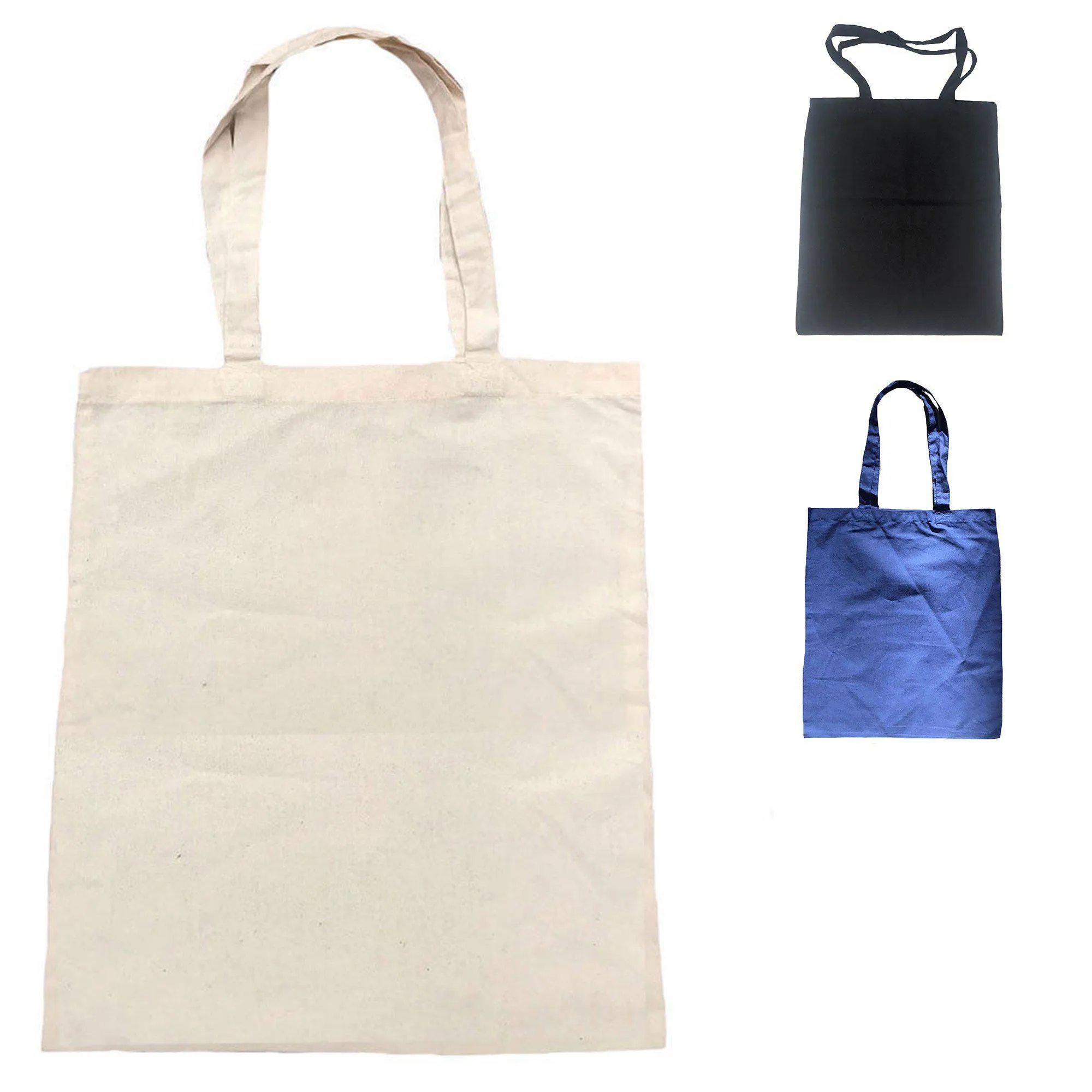 Cotton Plain Reusable Grocery Shopping Tote Bags Natural Eco Friendly 14 X 16inch