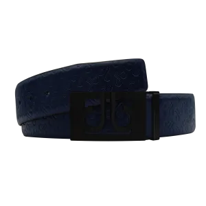 Dark Blue Db Icon Pattern Embossed Leather Belt With Black Db Classic Thru Buckle