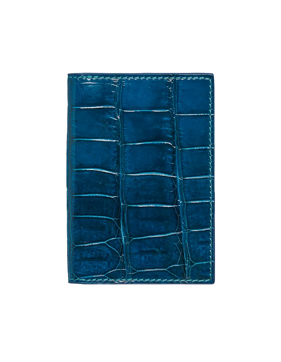 Denim Crocodile Bi-Fold Card Holder