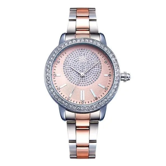 Diamond Studded Steel Ladies Watch