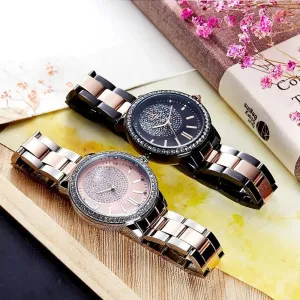 Diamond Studded Steel Ladies Watch