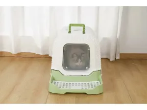 Eco Rattan Cat Litter Box White & Green