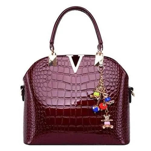 Fashionable Embossing and Metal Design Tote Bag For Women - Red