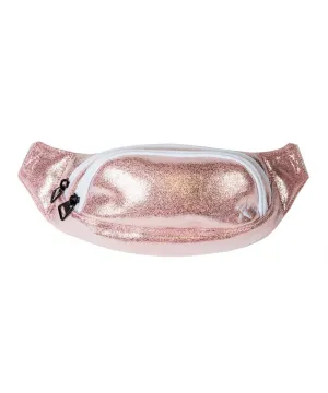 Faux Suede in Pink Champagne Youth Rebel Fanny Pack with White Zipper