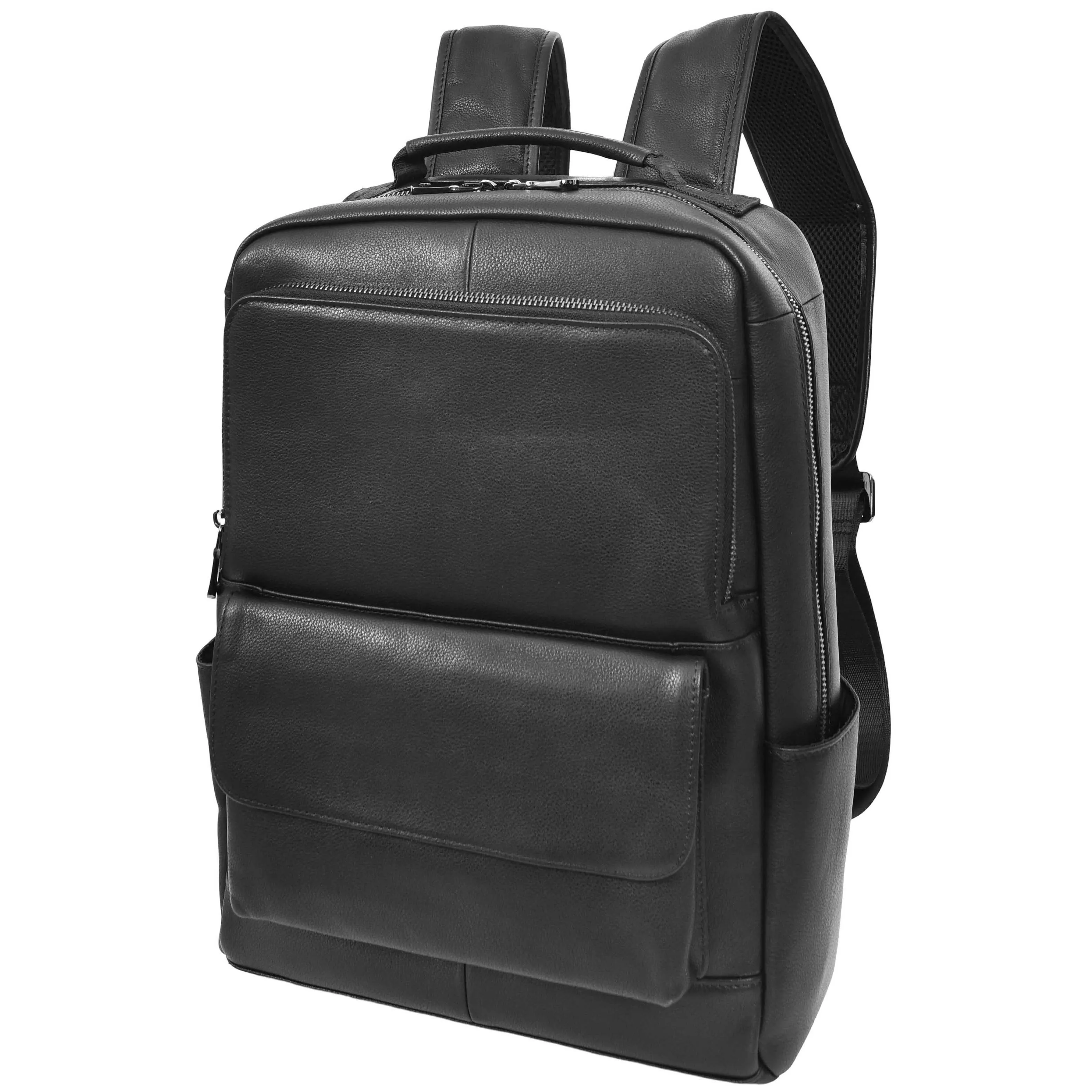 Genuine Leather Backpack Laptop Bag Casual Organiser Work Travel Rucksack AH18 Black