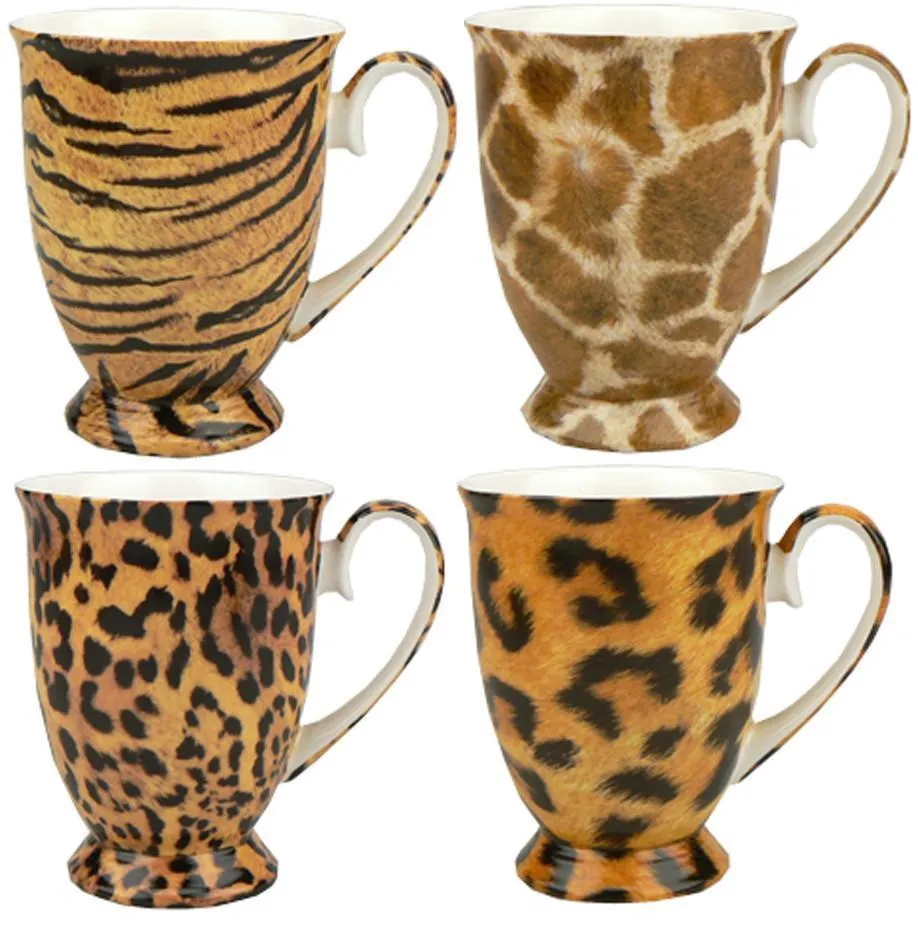 Go Wild Set of 4 Bone China Mugs