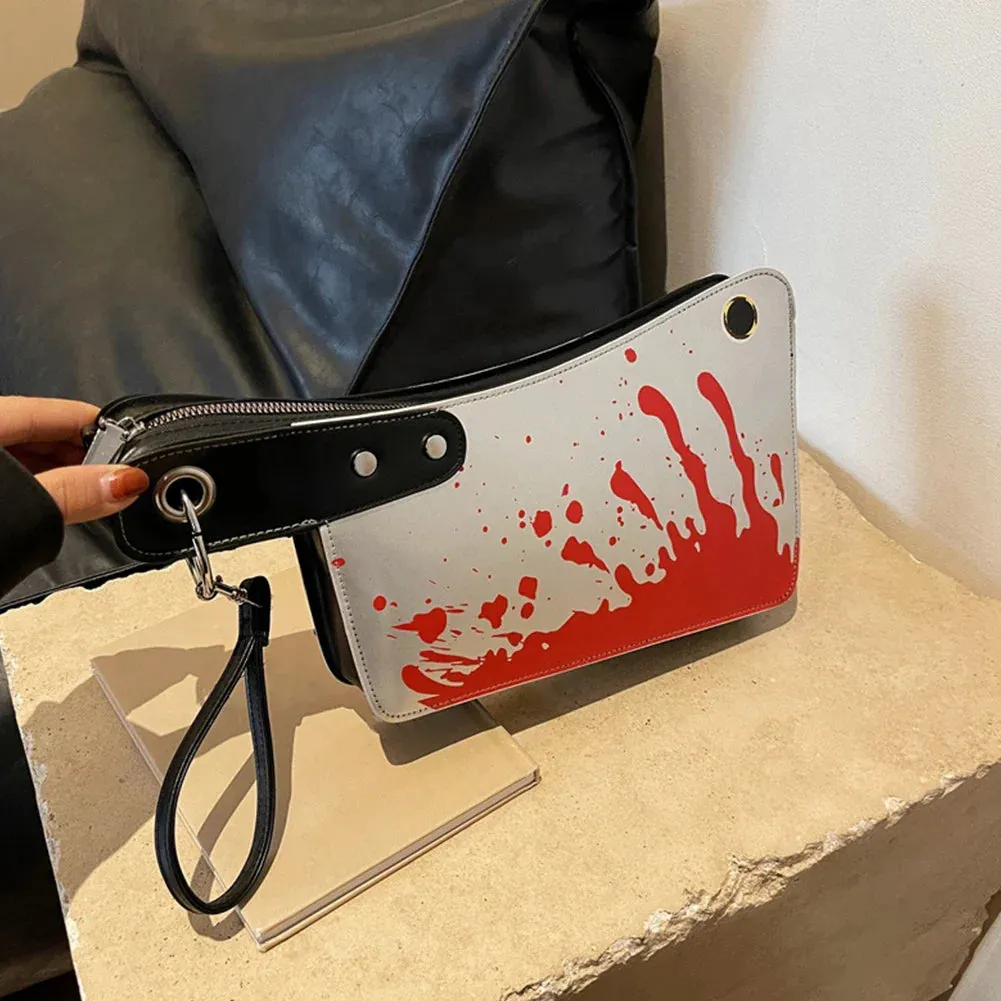 Gothic Halloween Design Knife Shaped Leather PU Clutch Unique Bag