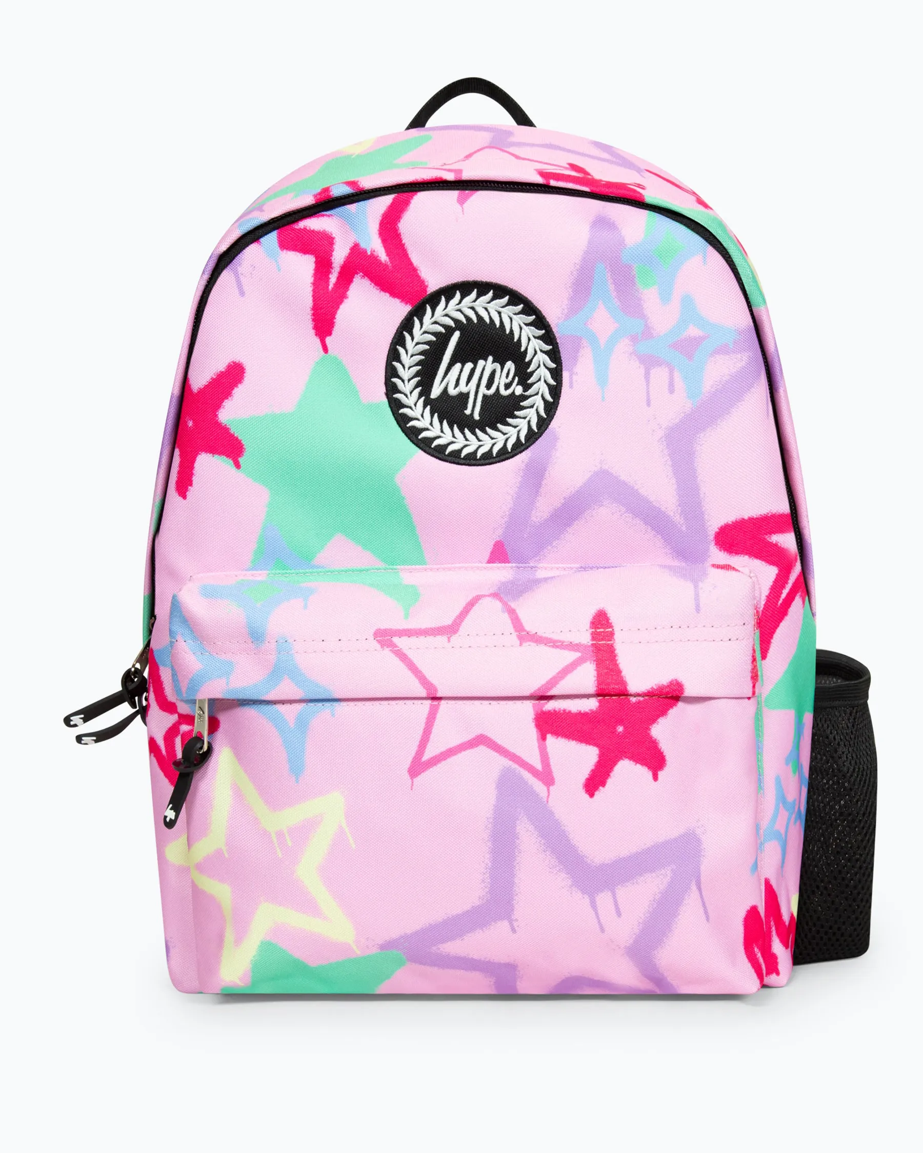 Graffiti Stars Badge Backpack in Pink