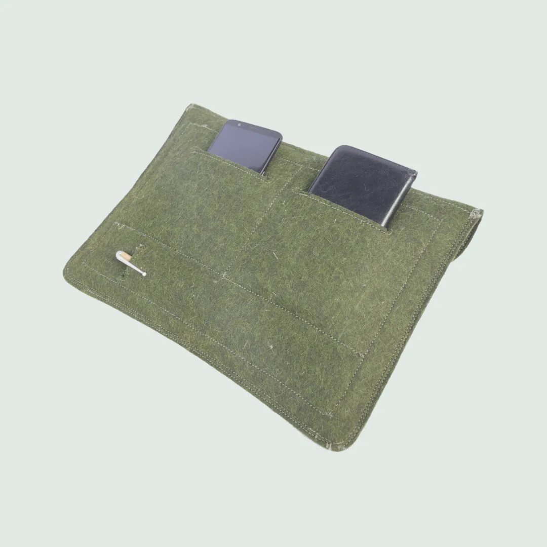 Green Laptop Sleeves/Cover | 100% Organic Wool