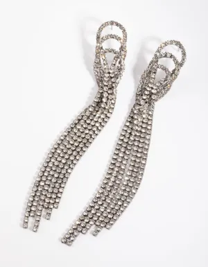 Gunmetal Diamante Tassel Drop Earrings