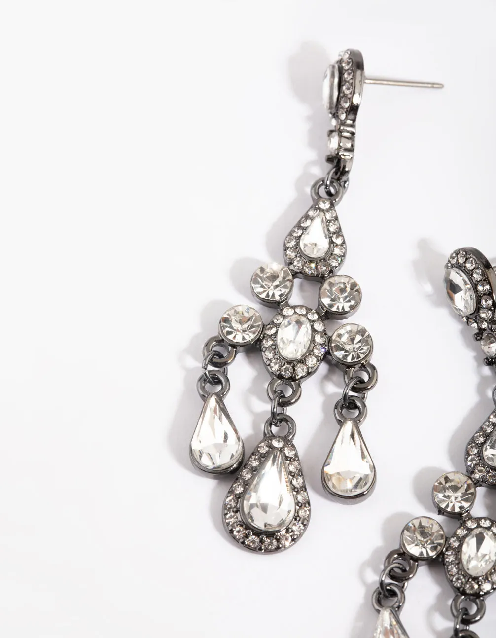 Gunmetal Vintage Chandelier Drop Earrings