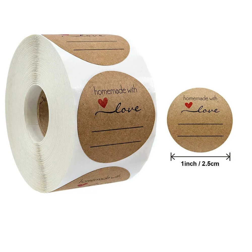 Handmade Kraft Labels Packaging Stickers 500Pcs