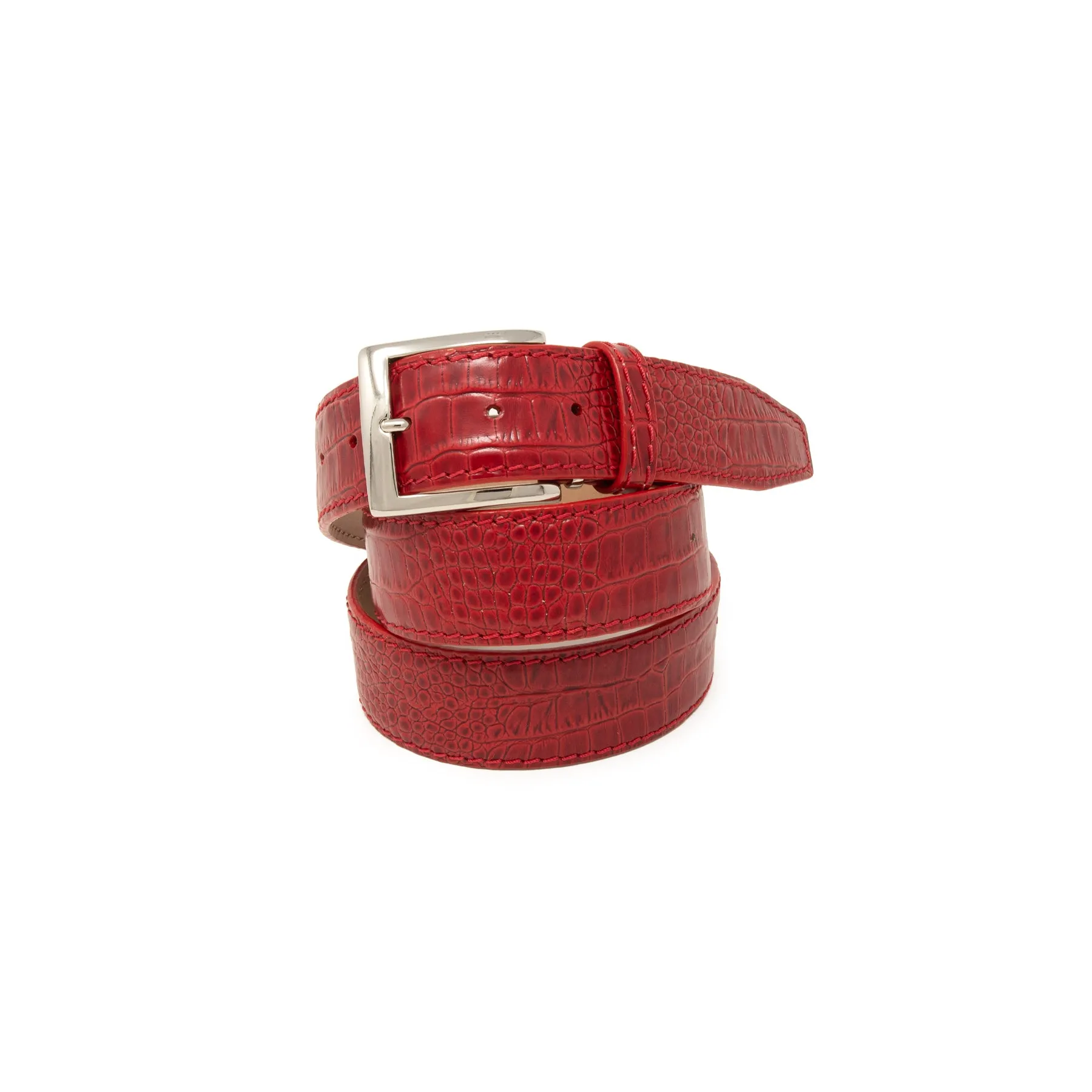 Italian Matte Mock Crocodile - Red - 40mm