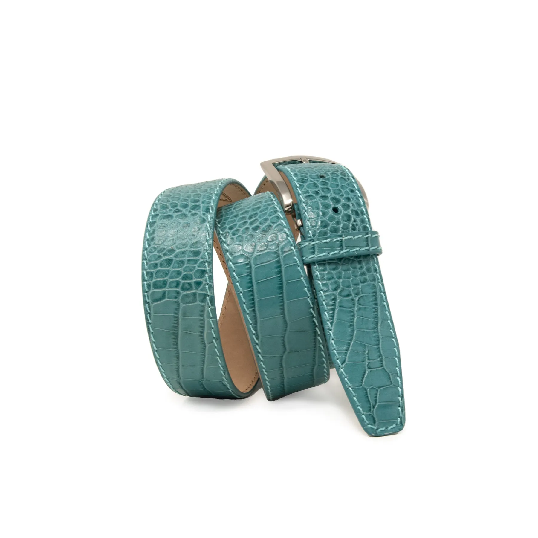 Italian Matte Mock Crocodile - Turquoise - 40mm