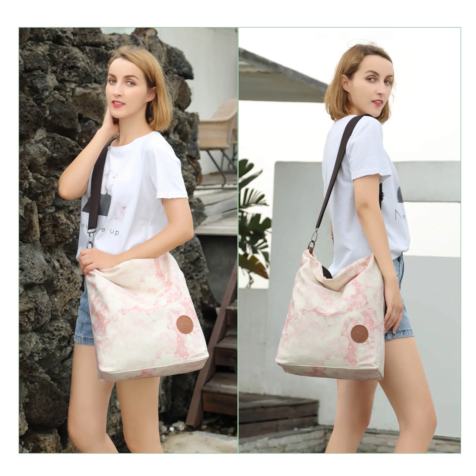 Jansben Tie dye Canvas Tote Bags 2 Ways Bag