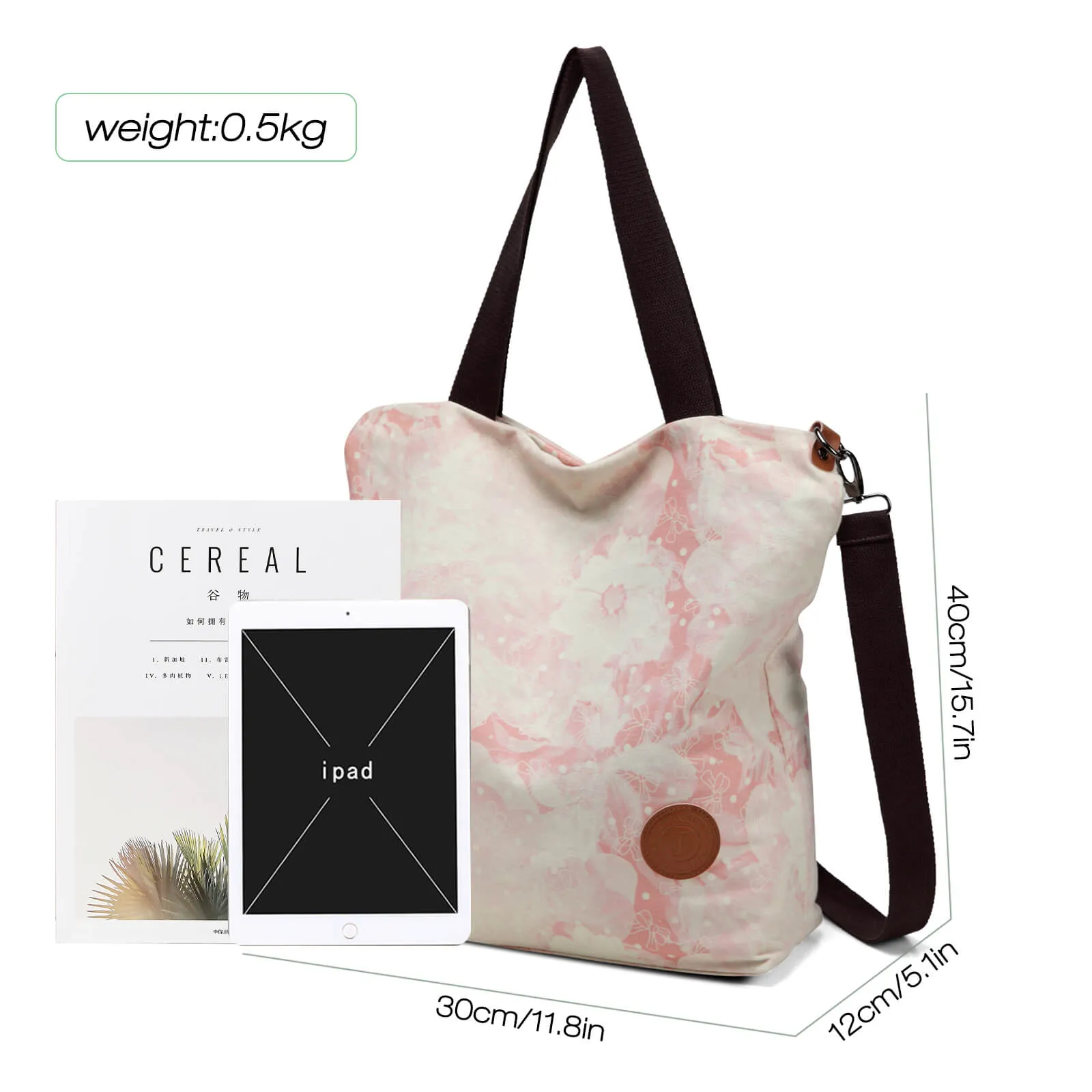 Jansben Tie dye Canvas Tote Bags 2 Ways Bag