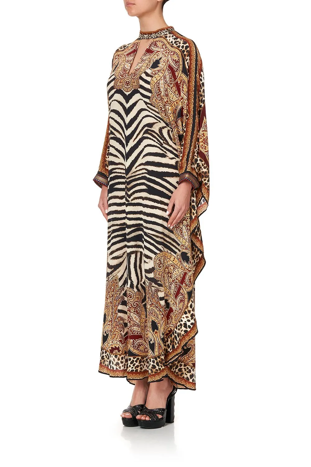 KAFTAN WITH HIGH COLLAR STAND WILD FIRE