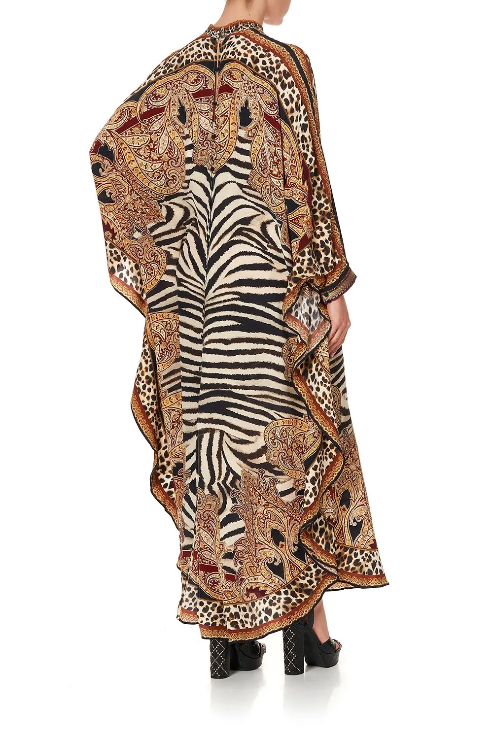 KAFTAN WITH HIGH COLLAR STAND WILD FIRE