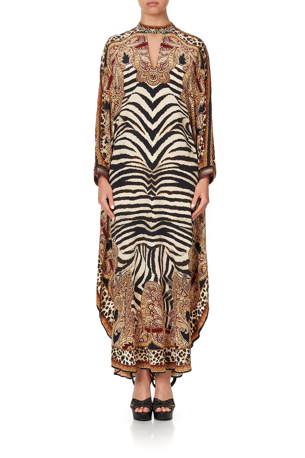 KAFTAN WITH HIGH COLLAR STAND WILD FIRE