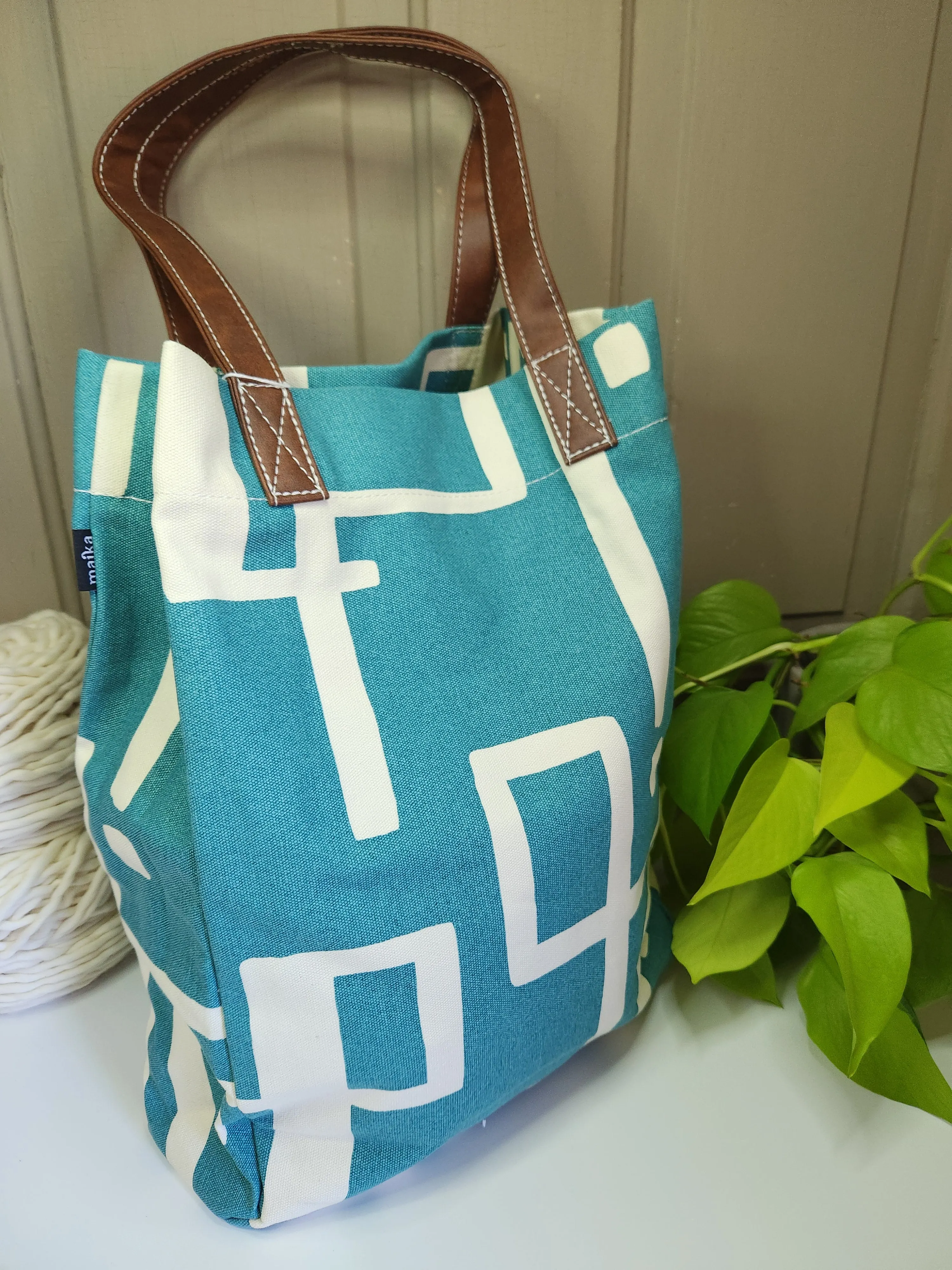 Knitting Project Bag, Market Tote, Malibu