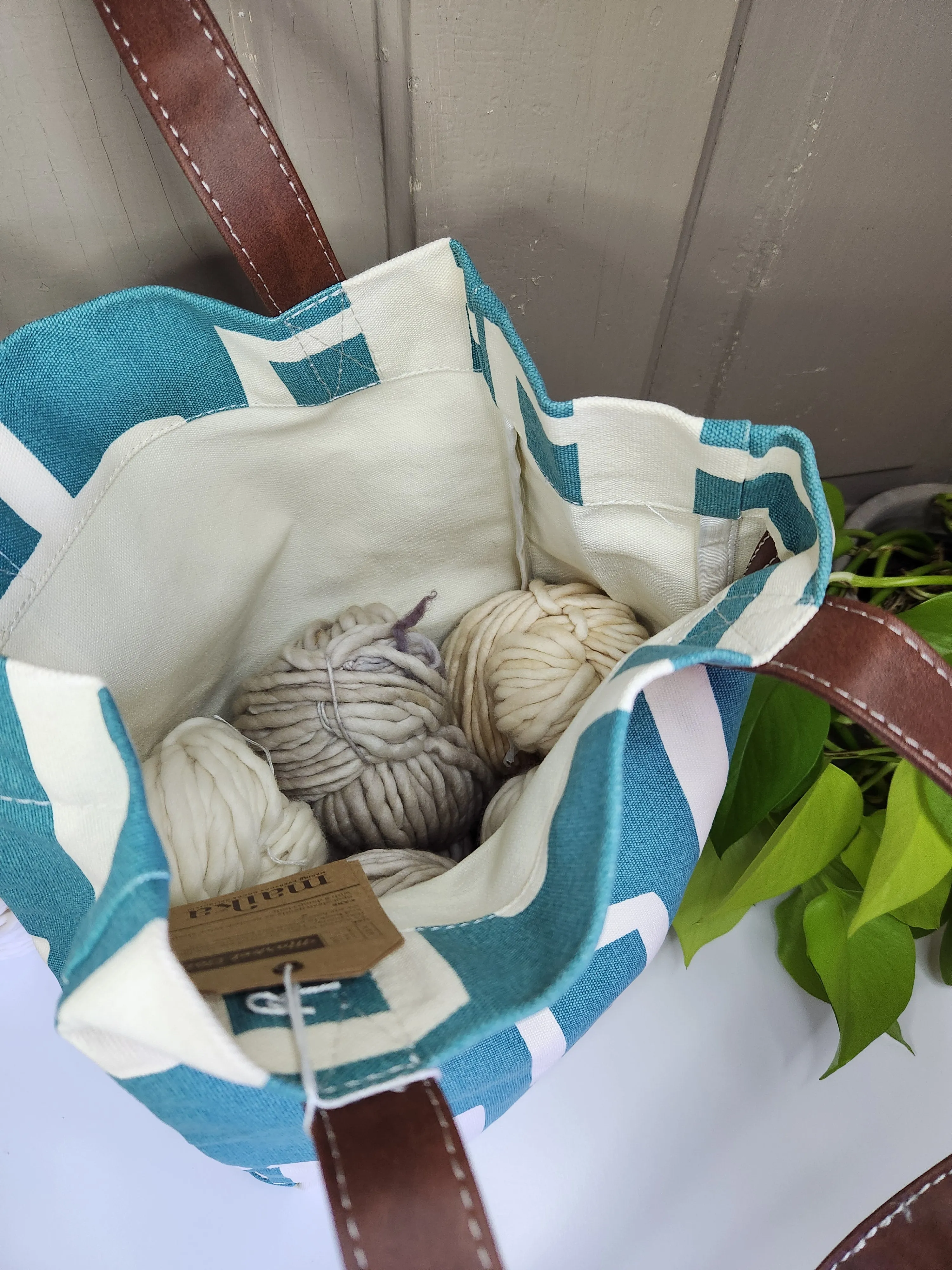 Knitting Project Bag, Market Tote, Malibu