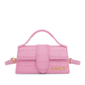 Le Bambino Mini Croc Embossed Leather Bag in Pink